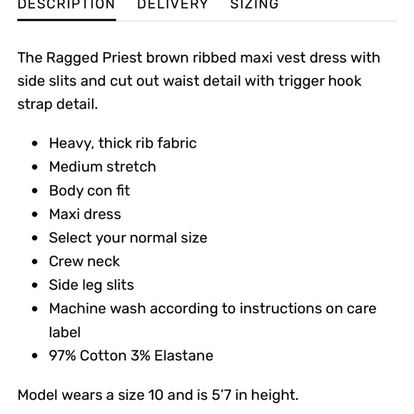 Ragged Priest Cut Out Sleeveless Brown Ribbed Midi Dress Size 14/Large NWT - Picture 12 of 13